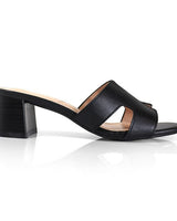 Elena Luxe Block Heel Sandals - Black - Palazzo Couture Online