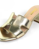 Elena Luxe Block Heel Sandals - Gold - Palazzo Couture Online