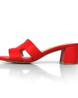 Elena Luxe Block Heel Sandals - Red - Palazzo Couture Online