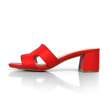 Elena Luxe Block Heel Sandals - Red - Palazzo Couture Online