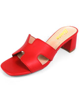 Elena Luxe Block Heel Sandals - Red - Palazzo Couture Online