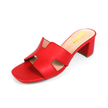 Elena Luxe Block Heel Sandals - Red - Palazzo Couture Online