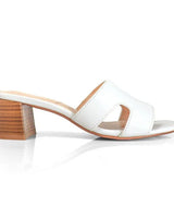 Elena Luxe Block Heel Sandals- White - women's fashion sandals