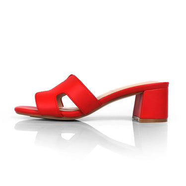 Elena Luxe Block Heel Sandals- Red - women's fashion sandals