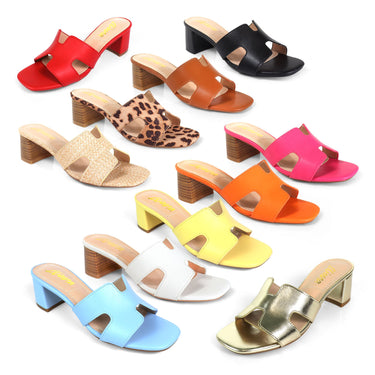 Elena Luxe Block Heel Sandals - Tan - Palazzo Couture Online