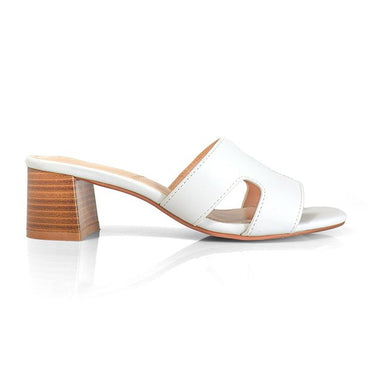 Elena Luxe Block Heel Sandals - White - Palazzo Couture Online
