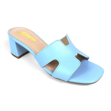 Elena Luxe Block Heel Sandals- Baby Blue for women - stylish shoes by Palazzo Couture
