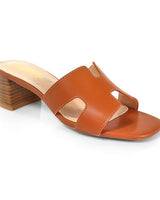 Elena Luxe Block Heel Sandals- Tan for women - stylish shoes by Palazzo Couture