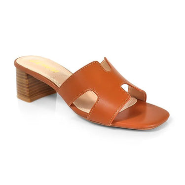 Elena Luxe Block Heel Sandals- Tan for women - stylish shoes by Palazzo Couture