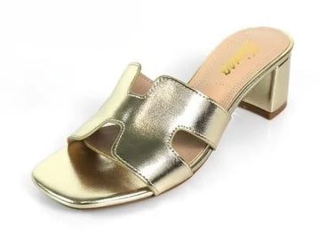 Elena Luxe Block Heel Sandals- Gold for women - stylish shoes by Palazzo Couture