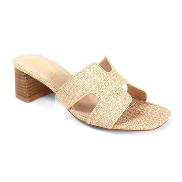Elena Luxe Block Heel Sandals- Rafia for women - stylish shoes by Palazzo Couture