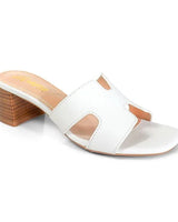 Elena Luxe Block Heel Sandals- White for women - stylish shoes by Palazzo Couture