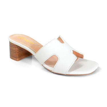 Elena Luxe Block Heel Sandals- White for women - stylish shoes by Palazzo Couture