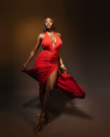 Elysian Plunge Gown - T. Red - Palazzo Couture Online