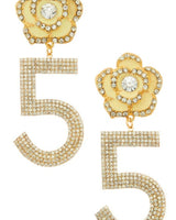 Embellished Flower Drop Statement Earrings - Palazzo Couture Online