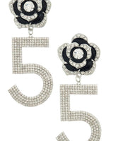 Embellished Flower Drop Statement Earrings - Palazzo Couture Online