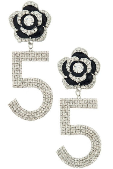 Embellished Flower Drop Statement Earrings - Palazzo Couture Online