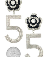 Embellished Flower Drop Statement Earrings - Palazzo Couture Online