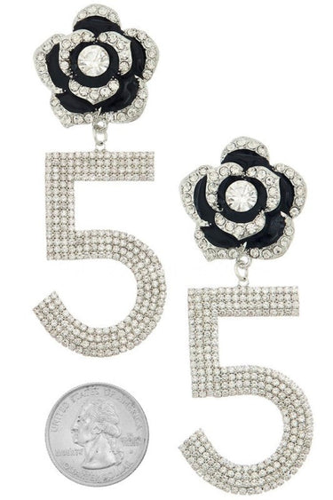 Embellished Flower Drop Statement Earrings - Palazzo Couture Online