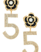 Embellished Flower Drop Statement Earrings - Palazzo Couture Online