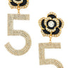 Embellished Flower Drop Statement Earrings - Palazzo Couture Online