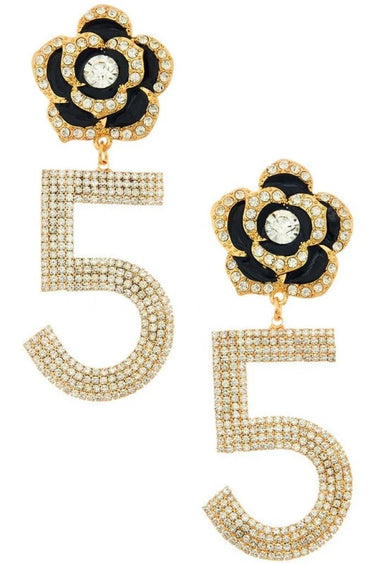 Embellished Flower Drop Statement Earrings - trendy women's jewelry