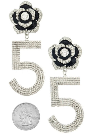 Embellished Flower Drop Statement Earrings - women's statement jewelry