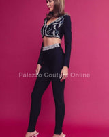 Embellished Two Piece Bandage Pant Set ( Black) - Palazzo Couture Online