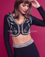 Embellished Two Piece Bandage Pant Set ( Black) - Palazzo Couture Online