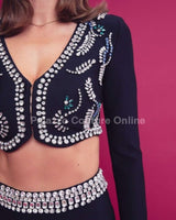 Embellished Two Piece Bandage Pant Set ( Black) - Palazzo Couture Online