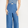 Embroidered GeoMuse Strapless Jumpsuit - Denim - Palazzo Couture Online