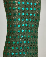 Emerald Glow Sequin Crochet Maxi Cover - Up - Hunter Green - Palazzo Couture Online