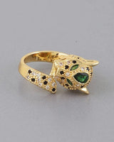 Emerald Jaguar Sparkle Wrap Ring Gold Clear - view 2