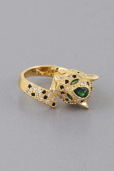 Emerald Jaguar Sparkle Wrap Ring Gold Clear - view 2
