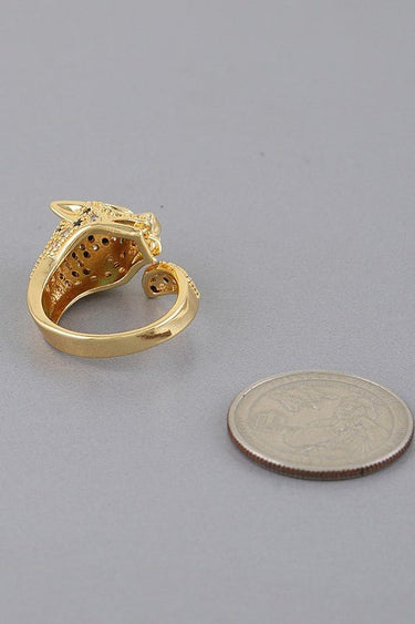 Emerald Jaguar Sparkle Wrap Ring Gold Clear - Palazzo Couture Online