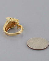 Emerald Jaguar Sparkle Wrap Ring Gold Clear - view 3