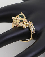 Emerald Jaguar Sparkle Wrap Ring Gold Clear - Palazzo Couture Online