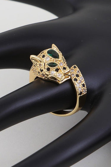 Emerald Jaguar Sparkle Wrap Ring Gold Clear - Palazzo Couture Online