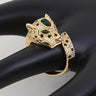 Emerald Jaguar Sparkle Wrap Ring Gold Clear - front view