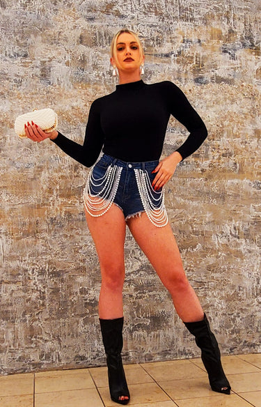 Emily High neck Body Suit (Black) - Palazzo Couture Online