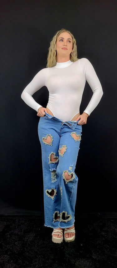 Emily High Neck Body Suit (White) - Palazzo Couture Online