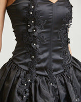 Enchanted Bloom Organza Bubble Mini Dress - Black - Palazzo Couture Online