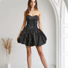 Enchanted Bloom Organza Bubble Mini Dress - Black front view showing mini dress silhouette