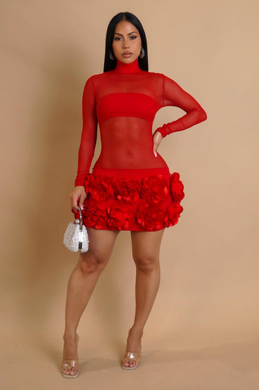 Enchanted Bloom Sheer Mini Dress - Palazzo Couture Online