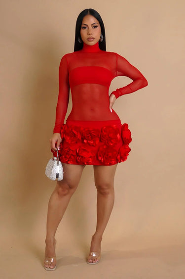 red sheer mini dress Women's Chiara Mini Dress in Sheer Knit Red, XXL , Sheer , Scoop Neckline red