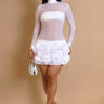 Enchanted Bloom Sheer Mini Dress - White front view showing mini dress silhouette