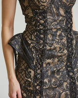 Enchanted Blossom 3D Hip Mini Dress (Black) - Palazzo Couture Online