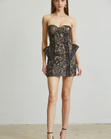 Enchanted Blossom 3D Hip Mini Dress (Black) - Palazzo Couture Online