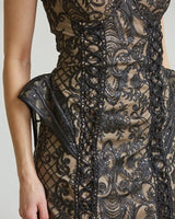 Enchanted Blossom 3D Hip Mini Dress (Black) side view highlighting short hemline