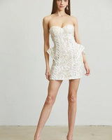 Enchanted Blossom 3D Hip Mini Dress (White) front view showing mini dress silhouette